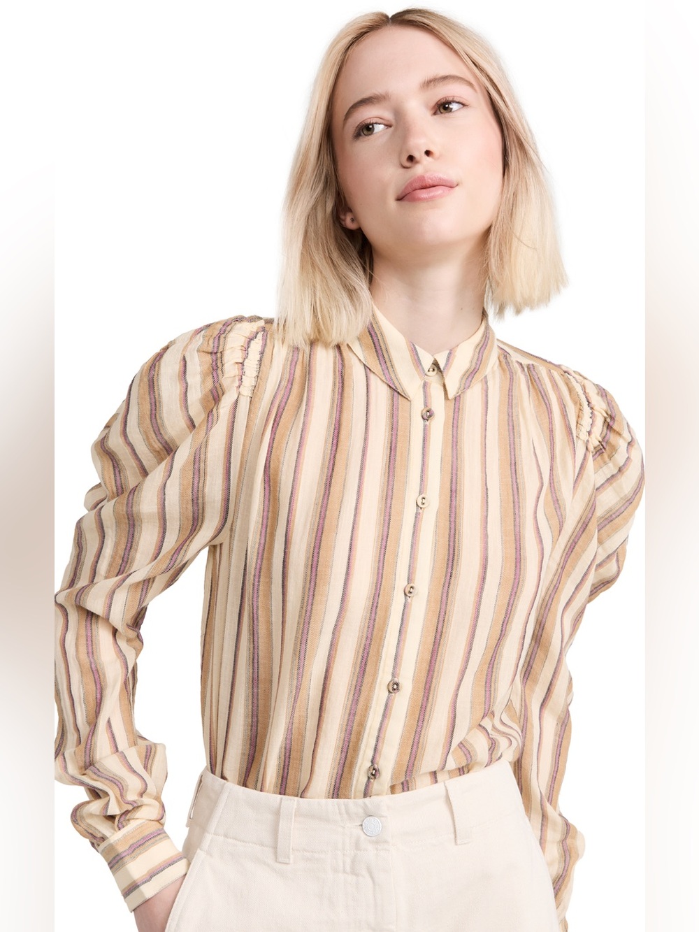 Ulla Johnson Madelyn Striped Cotton Blouse Sz 0